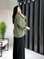 Haki Oversize Gömlek - Görsel 3