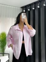 Pembe Oversize Gömlek - Görsel 4