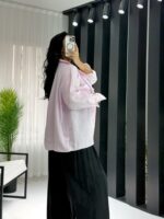 Pembe Oversize Gömlek - Görsel 3