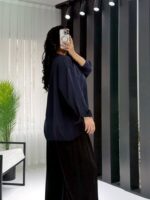 Lacivert Oversize Gömlek - Görsel 4