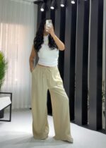 Bej Gofre Oversize Pantul - Görsel 3