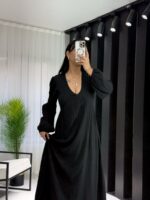 Siyah Astarlı Gofre Elbise - Görsel 2