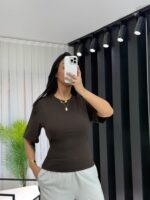 Acı Kahve Belden Oturtmalı Tişört - Görsel 3