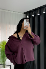 Mürdüm Oversize Gömlek