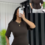 Acı Kahve Belden Oturtmalı Tişört