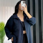 Lacivert Oversize Gömlek