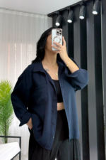 Lacivert Oversize Gömlek
