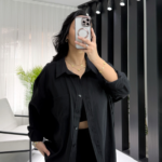 Siyah Oversize Gömlek