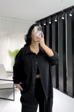 Siyah Oversize Gömlek