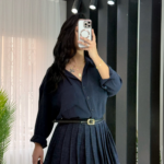 Pileli Kot Şort Etek