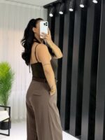 Acı Kahve Dantel Detay Bodysuit - Görsel 5