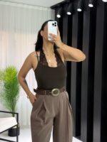 Acı Kahve Dantel Detay Bodysuit - Görsel 3