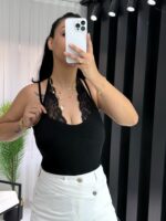 Siyah Dantel Detay Bodysuit - Görsel 3