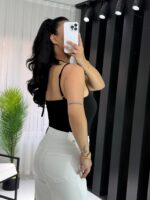 Siyah Dantel Detay Bodysuit - Görsel 4