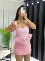 Pembe Pötikare Korse Bluz - Görsel 3