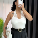 Beyaz Dantel Detay Bodysuit