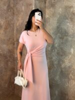 Pembe Bağlamalı Elbise - Görsel 2