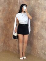 Beyaz Yaka Detay Pelerin Bodysuit - Görsel 2