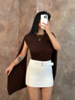 Beyaz Kemerli Şort Etek - Görsel 5