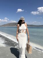 Bej Püskül Detay Plaj Elbisesi - Görsel 6