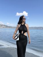 Siyah Püsküllü Detay Plaj Elbisesi - Görsel 6