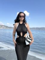Siyah Püsküllü Detay Plaj Elbisesi - Görsel 3