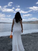 Beyaz Astarlı Dantel Elbise - Görsel 3