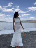 Beyaz Astarlı Dantel Elbise - Görsel 5