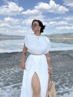 Beyaz Astarlı Şifon Etek Bluz İkili Takım - Görsel 5