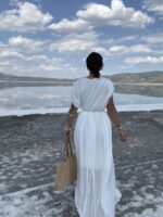 Beyaz Astarlı Şifon Etek Bluz İkili Takım - Görsel 6