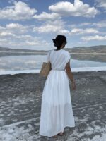 Beyaz Astarlı Şifon Etek Bluz İkili Takım - Görsel 4