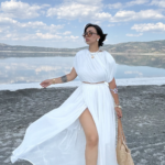 Beyaz Astarlı Şifon Etek Bluz İkili Takım