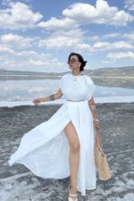 Beyaz Astarlı Şifon Etek Bluz İkili Takım